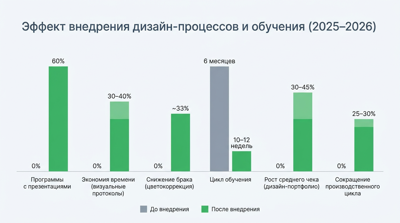 Эффект внедрения дизайн-процессов и обучения